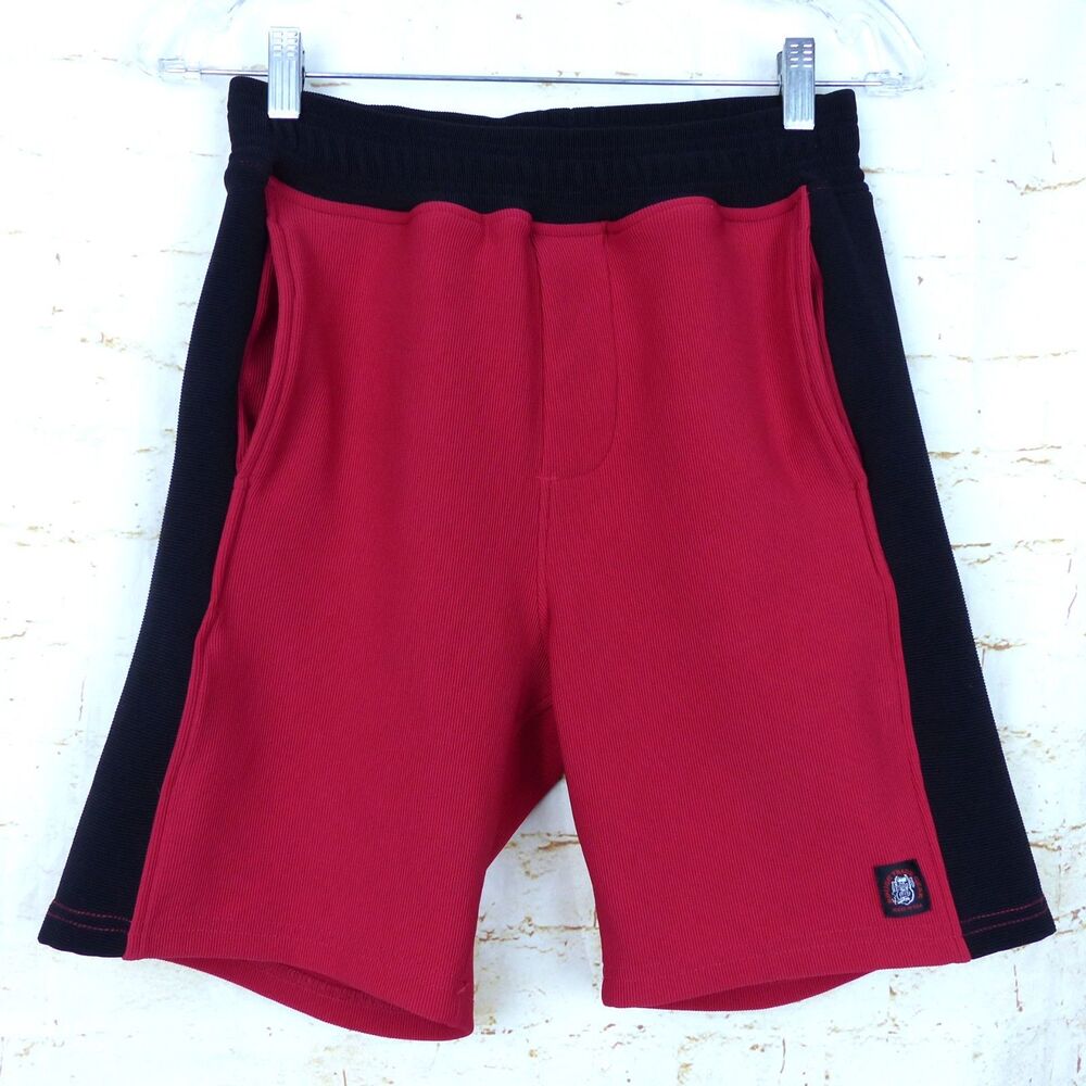Rough Trade Gear Shorts Mens S Red Black Two Tone Athletic Rib Knit 7” USA LGBTQ